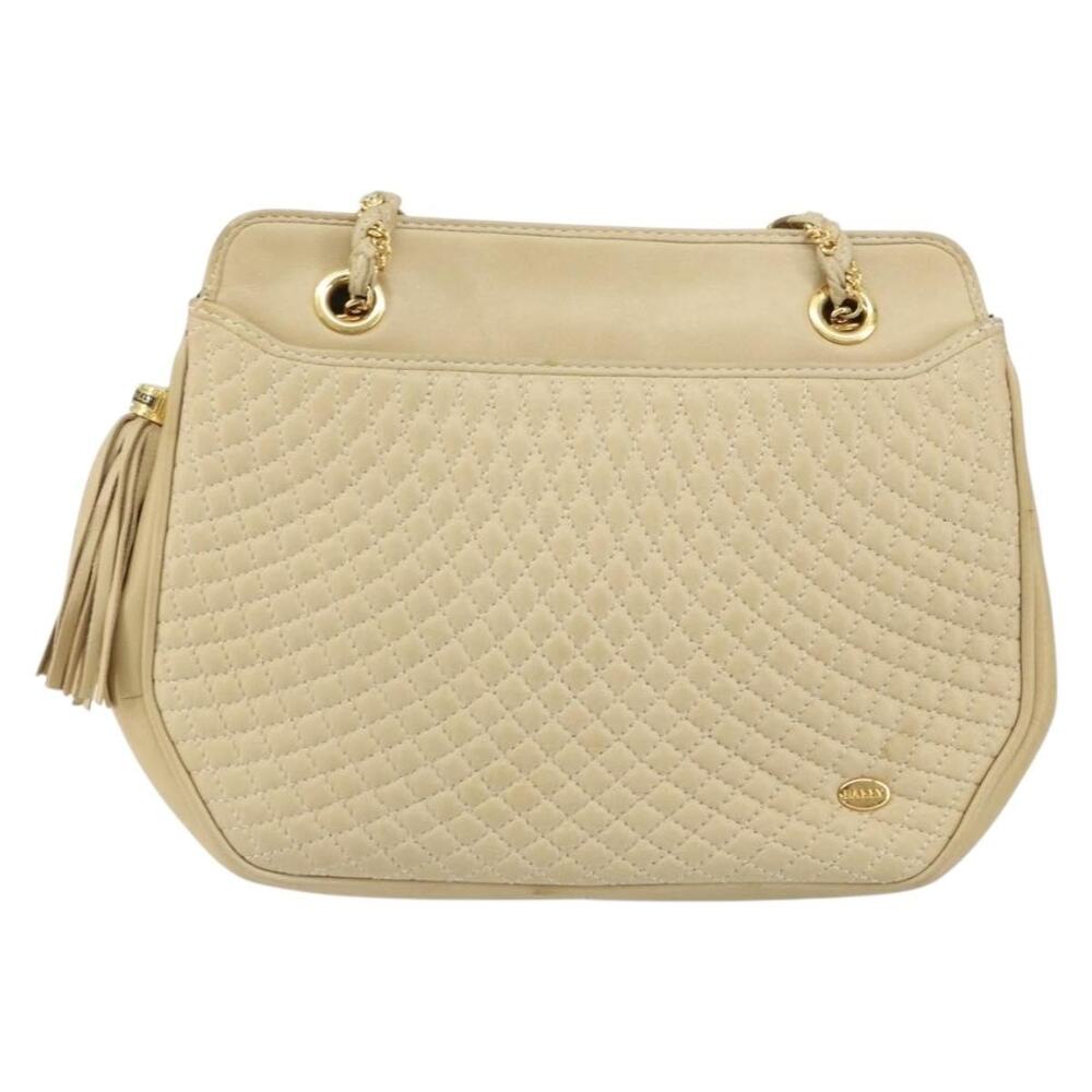 Bally Leather Chain Shoulder Bag Beige